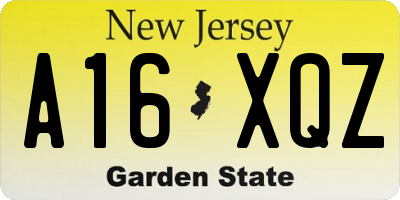 NJ license plate A16XQZ