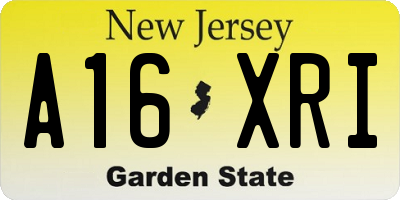 NJ license plate A16XRI