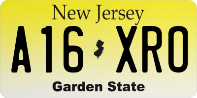 NJ license plate A16XRO