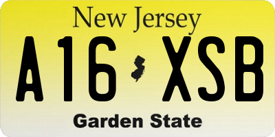 NJ license plate A16XSB