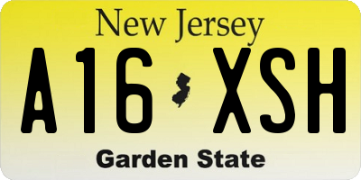 NJ license plate A16XSH