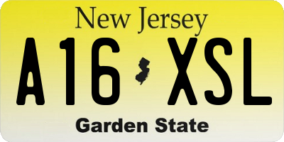 NJ license plate A16XSL