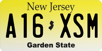 NJ license plate A16XSM