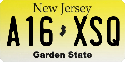 NJ license plate A16XSQ