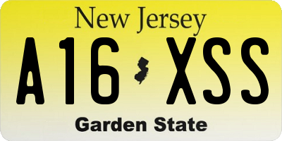 NJ license plate A16XSS
