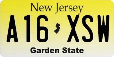NJ license plate A16XSW