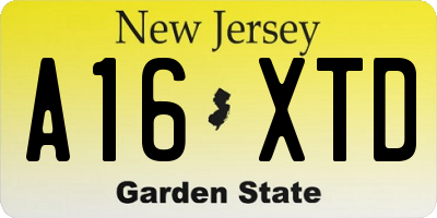 NJ license plate A16XTD