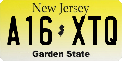 NJ license plate A16XTQ