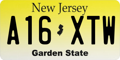 NJ license plate A16XTW