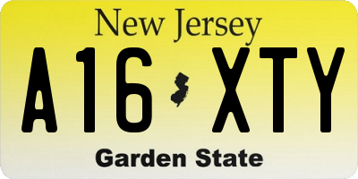 NJ license plate A16XTY