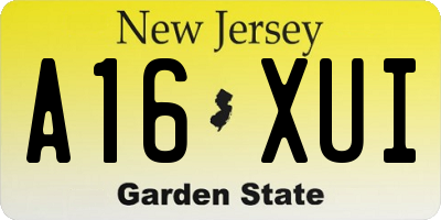 NJ license plate A16XUI