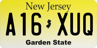 NJ license plate A16XUQ