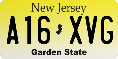 NJ license plate A16XVG