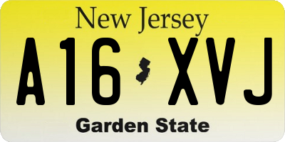 NJ license plate A16XVJ