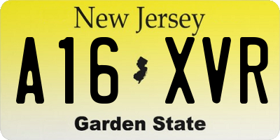 NJ license plate A16XVR