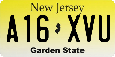 NJ license plate A16XVU