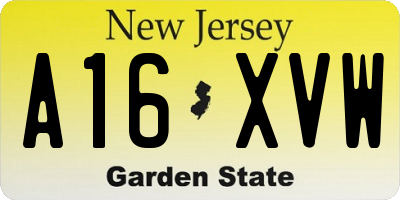 NJ license plate A16XVW