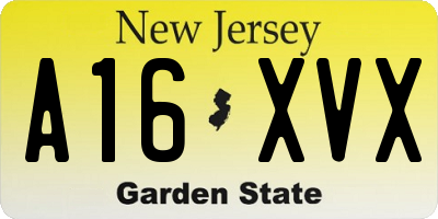NJ license plate A16XVX