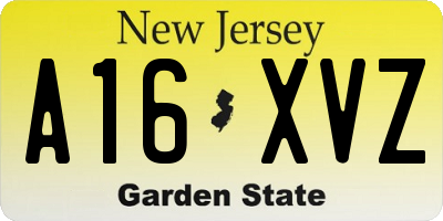 NJ license plate A16XVZ