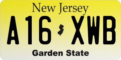 NJ license plate A16XWB