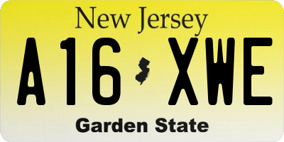 NJ license plate A16XWE
