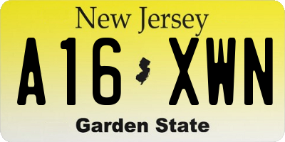 NJ license plate A16XWN