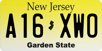 NJ license plate A16XWO