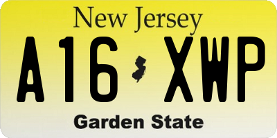 NJ license plate A16XWP