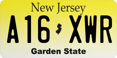 NJ license plate A16XWR