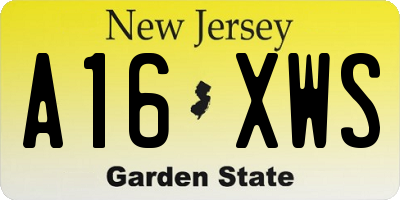 NJ license plate A16XWS
