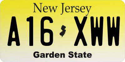 NJ license plate A16XWW
