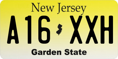 NJ license plate A16XXH