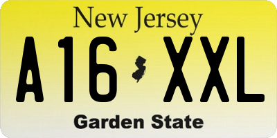NJ license plate A16XXL
