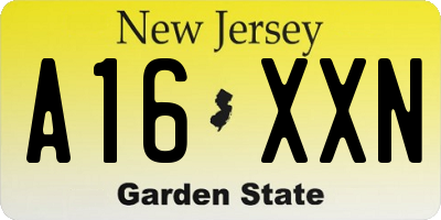 NJ license plate A16XXN