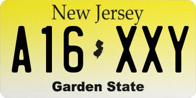 NJ license plate A16XXY