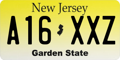 NJ license plate A16XXZ