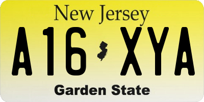 NJ license plate A16XYA