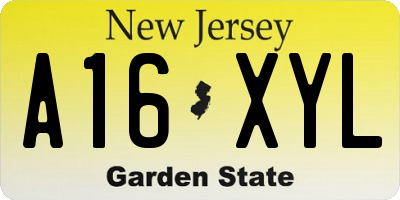 NJ license plate A16XYL