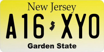 NJ license plate A16XYO