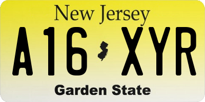 NJ license plate A16XYR