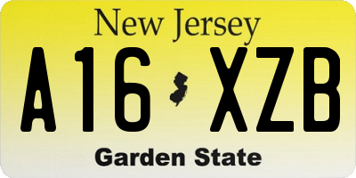 NJ license plate A16XZB