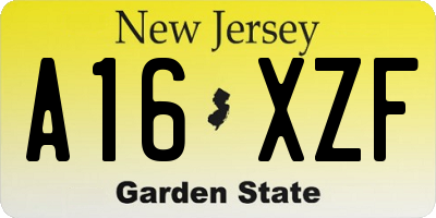 NJ license plate A16XZF