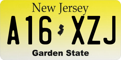 NJ license plate A16XZJ