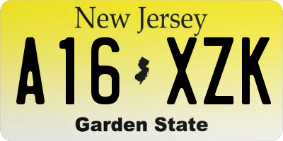 NJ license plate A16XZK