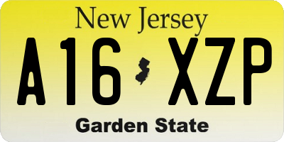NJ license plate A16XZP