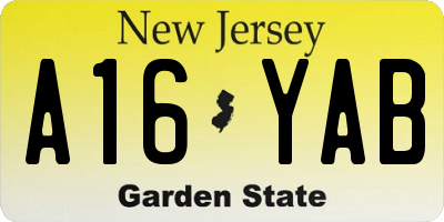 NJ license plate A16YAB