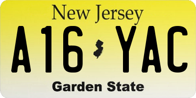 NJ license plate A16YAC