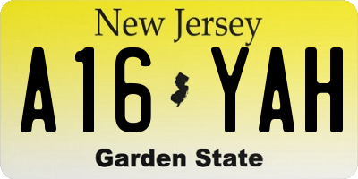 NJ license plate A16YAH