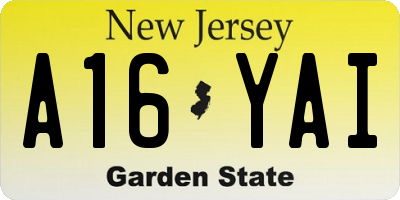 NJ license plate A16YAI