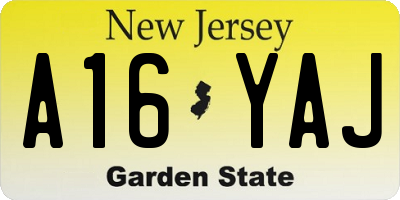 NJ license plate A16YAJ